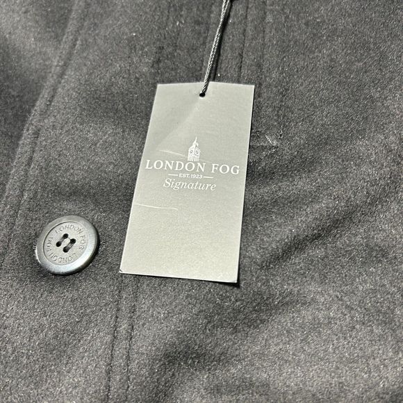 London Fog Coat Mens 40R Black Clark Classic Fit Overcoat Long Button Wool Blend - Picture 4 of 11
